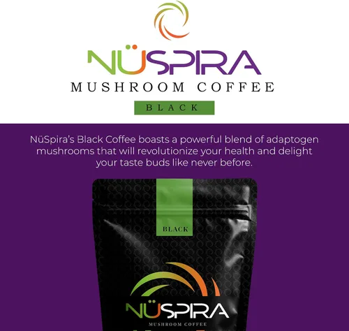 Miniatura 3 de NüSpira - Café de hongos negros - 6 hongos adaptógenos para claridad cerebral, salud intestinal y apoyo inmunológico - Alternativa baja en cafeína