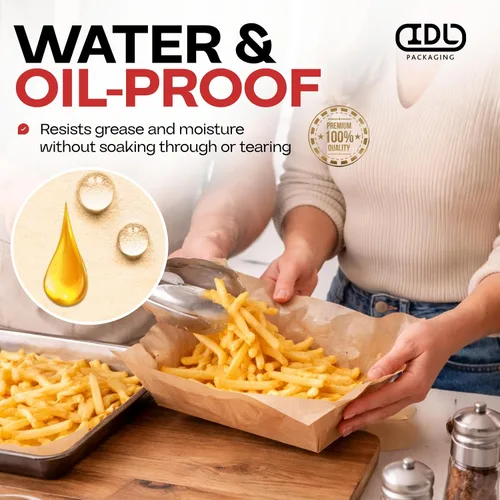 Miniatura 3 de IDL Packaging Hojas de papel a prueba de grasa de 12 x 12 pulgadas sin PFAS, paquete de 1000, papel kraft natural, forros para bandejas de alimentos