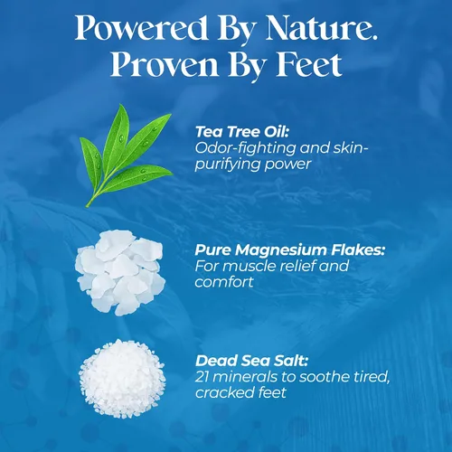 Miniatura 4 de Aromasong Remojar pies de árbol de té con sal del mar muerto y copos de magnesio – Sales refrescantes de baño de pies para relajación, control