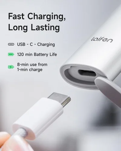 Miniatura 8 de Laifen T1 Pro - Afeitadora eléctrica de 1 cuchilla, alta velocidad, 12,000 cortes/minuto, recortadora de pelo largo con 3 protectores, para barba