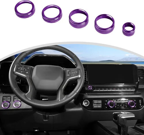 Miniatura 10 de CheroCar Cubierta de pomos de radio de CA para consola central, perilla de aire acondicionado, interruptor de botón para Chevy Silverado 2022-2023