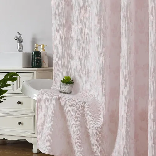 Miniatura 16 de OVZME Cortina de ducha floral negra de 72 pulgadas de largo, cortina de baño de textura arrugada y gruesa de calidad hotelera, decoración de baño