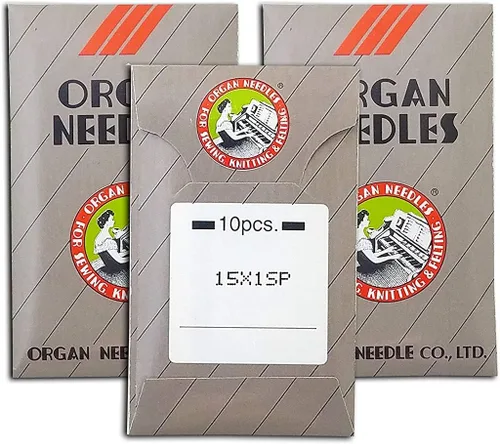 60 Organ 15X1SP HAX1SP - Punta esférica o afilada, elástica, cromada, para máquina de coser para el hogar, vástago plano, varios tamaños 11, 12 y 14