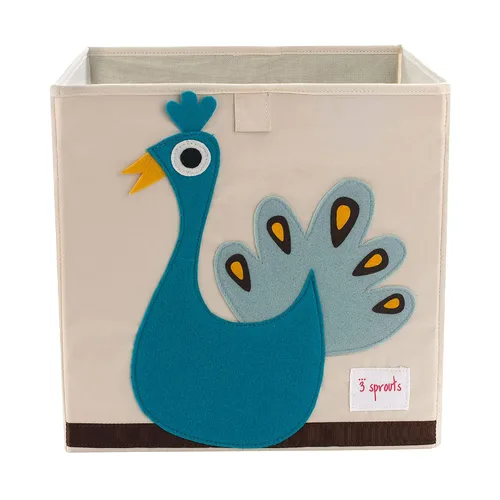 3 Sprouts Organizador de almacenamiento de juguetes: Organizador de cubos de caja de juguetes para sala de juegos, cuarto del bebé - Cesta de Pavo