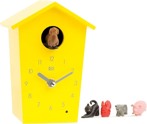 Miniatura 9 de KOOKOO AnimalHouse - Reloj de cuco pequeño, rojo, con 5 sonidos de animales de granja (grabaciones de campo naturales)