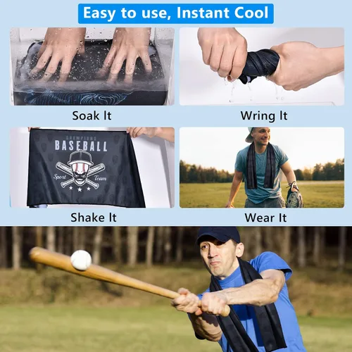 Miniatura 5 de Sukeen Toallas de enfriamiento (40 x 12 pulgadas), toallas frescas para cuello, béisbol deportivo para gimnasio, toalla de enfriamiento para yoga