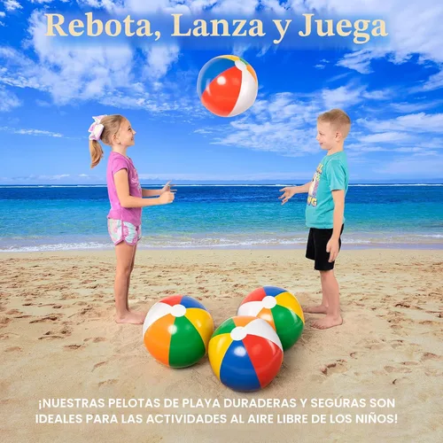 Miniatura 3 de JOYIN Paquete de 4 pelotas de playa de 20 pulgadas – Pelota de playa grande arcoíris inflable juguetes de piscina para decoración de suministros