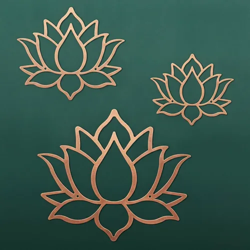 Miniatura 8 de Ferraycle 3 piezas de metal flor de loto decoración de pared de metal Zen Lotus Flower arte de pared inhalar señales huecos colgantes silueta Negro