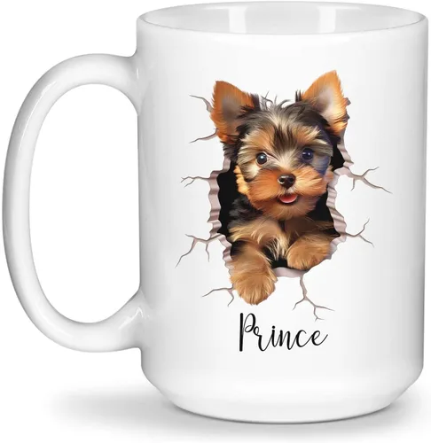 Miniatura 25 de Tazas de café con nombre personalizado único y emocionado Chihuahua rompió la pared, tazas de café personalizadas para perros, regalo para niños
