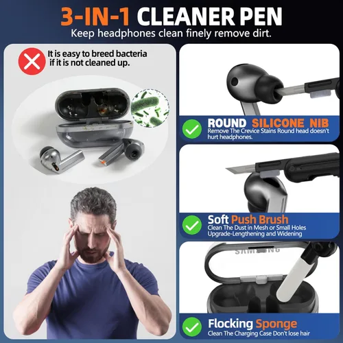 Miniatura 6 de Lock Fit Diseñado para Samsung Galaxy Buds3 FE (2025) / Buds3 Pro (2024) / Funda Buds 3 (2024), con kit de limpieza Cuerpo completo Resistente a