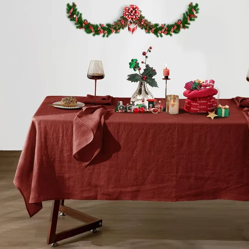 Miniatura 8 de Talasily Mantel de lino 100% lino puro, 60 x 84 pulgadas, manteles rectangulares lavables para cocina, comedor, fiestas de bufé, vacaciones, picnic
