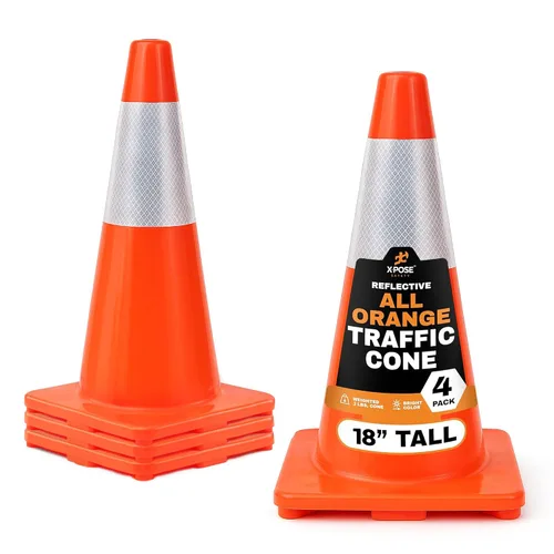 Miniatura 26 de Xpose Safety Conos de tráfico naranjas de 12 pulgadas con collar de 4 pulgadas, paquete de 4 conos de seguridad de plástico PVC multiusos