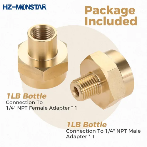 Miniatura 6 de Kit adaptador de repuesto de botella de gas propano de 1 libra, incluye conector de latón de tanque hembra NPT de 1/4 pulgadas y rosca NPT macho