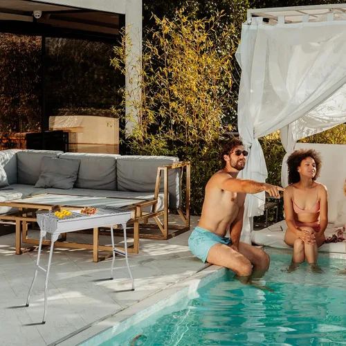 Miniatura 7 de Parrilla de carbón para barbacoa, parrilla portátil de carbón de acero inoxidable, parrilla de camping para barbacoas al aire libre, camping