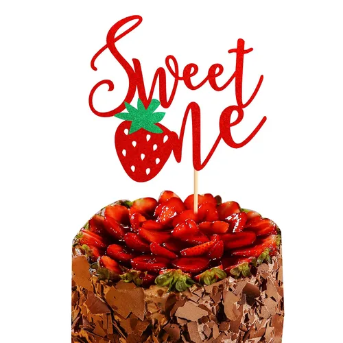 1 pieza de fresa Sweet One Cake Topper para primer /1er cumpleaños de fresa para pastel de fresa tema de fruta dulce, baby shower, suministros de