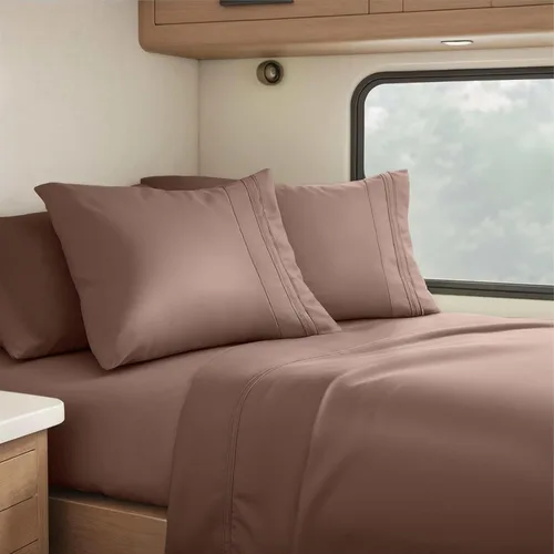 Miniatura 106 de Clara Clark - Juego de sábanas King con Flex Top, 6 piezas - Sábanas de lujo para cama King con cabeza dividida, juego de cama súper suave, King
