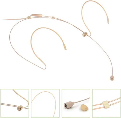 Miniatura 5 de Micrófono de auriculares con doble auricular sobre la oreja Micrófono compatible con sistema inalámbrico Transmisor de Bodypack con cable de 3.9 ft