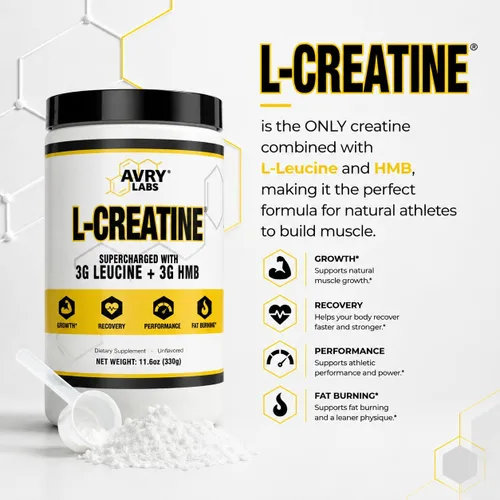 Miniatura 2 de Suplemento de L-CREATINA: monohidrato de creatina con aminoácido de leucina y HMB - Apoya la masa muscular, la fuerza, la recuperación