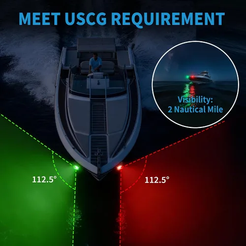 Miniatura 2 de Obcursco Luces de Navegación para Barco, LED Rojo y Verde de Montaje Vertical para Proa y Popa, Luces Marinas Impermeables IP67 para Pontones, Negro