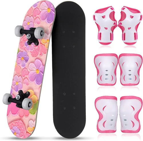 Miniatura 35 de Honoson Juego de 7 piezas de rodilleras, coderas y muñequeras para patinetas para principiantes y niños pequeños