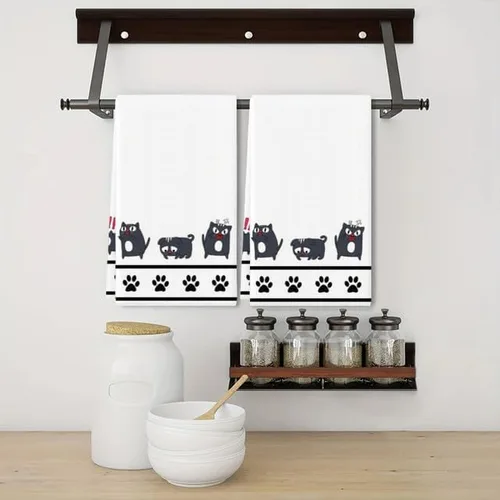 Miniatura 7 de Divertidas toallas de cocina para gatos, toallas de mano con patas de gato, paño de microfibra de secado rápido para cocina, toallas de mano