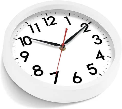 Miniatura 3 de AKCISOT Reloj de Pared Silencioso Sin Tic Tac Relojes de Pared Modernos Operados por Batería 10 Pulgadas, Reloj Clásico Pequeño Analógico Decorativo