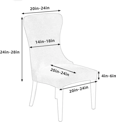 Miniatura 2 de N/A - Juego de 2/4 fundas de terciopelo para silla con respaldo de ala, resistente, extraíble, lavable, reutilizable, funda protectora sin brazos