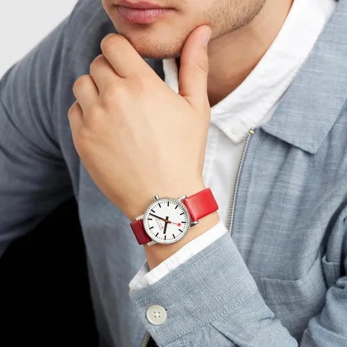 Miniatura 3 de Mondaine Unisex MSE.35110.LC SBB Reloj rojo de cuarzo suizo con pantalla analógica, Rojo