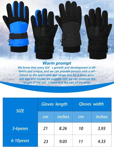 Miniatura 3 de SATINIOR 2 pares de guantes de nieve gruesos para niños, guantes de esquí para niños pequeños, guantes de invierno cálidos e impermeables para niños
