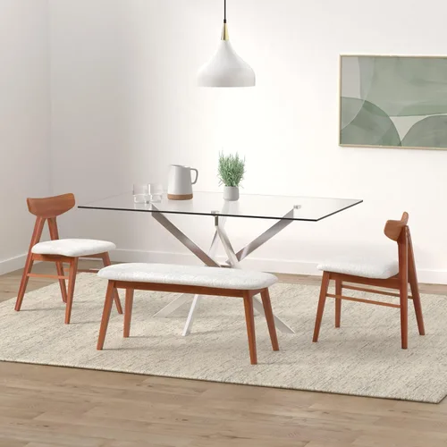 Miniatura 2 de Meridian Furniture Xander Collection Modern Mesa de comedor contemporánea de vidrio templado con base de metal duradera, 60 pulgadas de ancho x 36