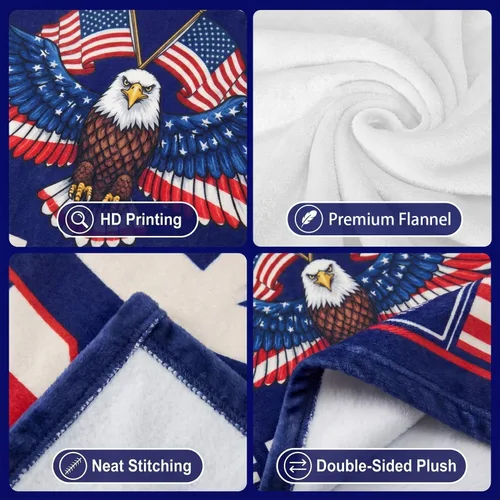 Miniatura 5 de 4th of July Throw Blanket for Couch Sofa Bed, Cozy Flannel Independence Day Patriotic Blankets and Throws 250 Anniversary USA Merchandise Gifts