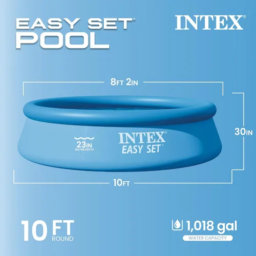Miniatura 2 de INTEX 28121EH Juego de piscina inflable Easy Set: 10 pies x 30 pulgadas - Incluye bomba de filtro de cartucho de 330 GPH - Material resistente a
