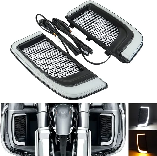Miniatura 9 de Luces de ventilación Road Glide, intermitentes, circulación diurna, luces laterales para motocicletas 2015-2020 (negro)