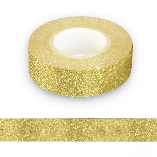 Miniatura 2 de Cinta Washi con purpurina, 3 rollos de cinta decorativa dorada de 5/8 pulgadas (15mm), autoadhesiva pegajosa para manualidades con ribete dorado