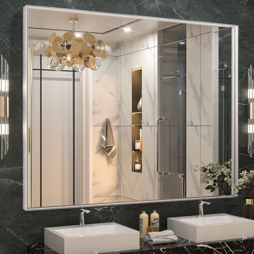 Miniatura 56 de Keonjinn - Espejo rectangular con marco negro para baño de 40 x 30 pulgadas, espejo de pared para sobre el lavabo, espejos de tocador de metal