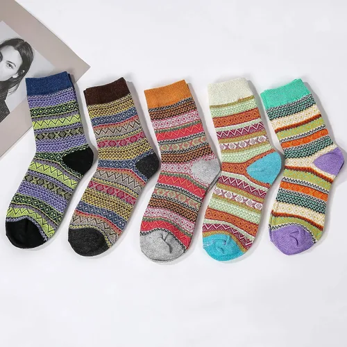 Miniatura 5 de Zando Athletic Sports Knit Pattern Womens Winter Socks Crew Cut Cashmere Retro Thick Warm Soft Wool Socks