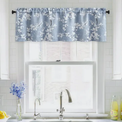 Miniatura 35 de FMFUNCTEX - Cortinas 100% blackout, 63 pulgadas de largo, estampado floral, aislamiento térmico, bolsillo para cortinero, 2 paneles, estilo granja