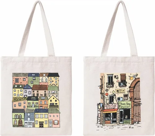 Miniatura 19 de THEYGE Bolsa de mano con diseño de hongos, estética, vintage, divertida, de lona de algodón, reutilizable, para compras, playa, bolsa de hombro Verde