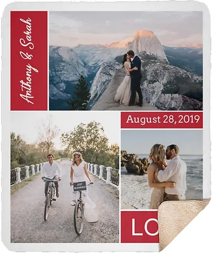 Miniatura 14 de Manta personalizada con collage de 3 imágenes a todo color. Personalizado de tus fotos y apellido. Manta de forro polar súper suave para bebés