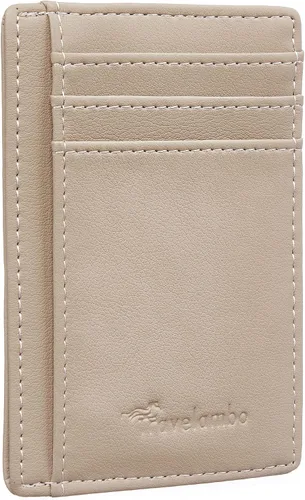 Miniatura 123 de Travelambo billetera mediana y minimalista de cuero para bolsillo frontal, con bloqueo de interferencia de radiofrecuencia
