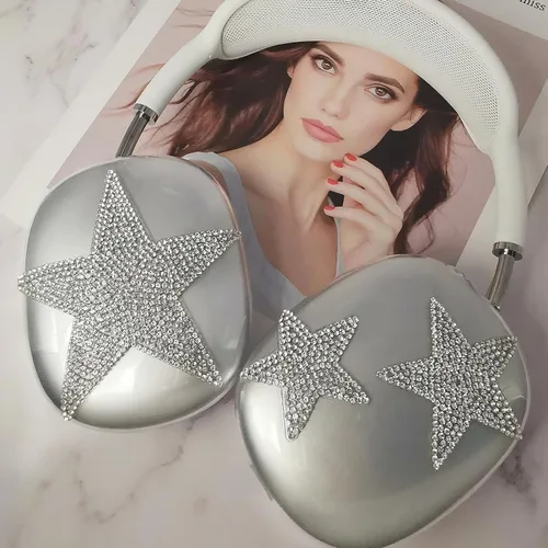 Miniatura 22 de MORWLAT Funda para AirPods Max con Diamantes de Imitación Brillantes Estrellas, Fundas Suaves Bonitas Transparentes y Brillantes para Mujeres