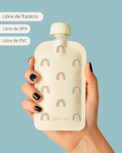 Miniatura 2 de Hippypotamus Bolsas reutilizables de comida para bebés para niños pequeños, sin BPA, aptas para lavavajillas y congelador, recipientes de comida