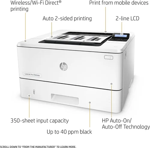 Miniatura 3 de HP LaserJet Pro M402dw Impresora láser inalámbrica con impresión de doble cara, lista para reabastecimiento de Amazon Dash (C5F95A)
