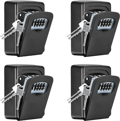 Miniatura 5 de Fayleeko Caja de Bloqueo de Llaves Montada en Pared, Caja de Seguridad con Clave de 4 Dígitos para Exterior, Llaves de Casa - Capacidad para 5 Negro