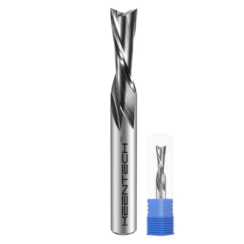 Miniatura 8 de KEENTECH Broca de enrutador Sprial de punta plana de 2 flautas de corte descendente de 0.118 in para máquina enrutadora CNC, diámetro de corte