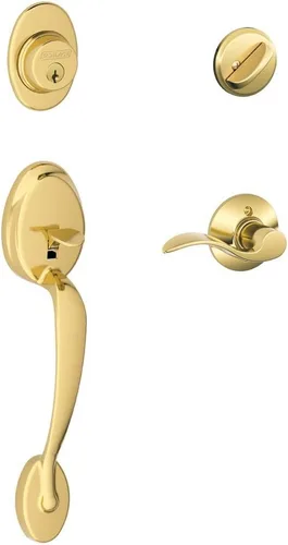 Miniatura 17 de Schlage F60 PLY 619 GEO - Set de manija de cilindro simple Plymouth y pomo Georgian, níquel satinado