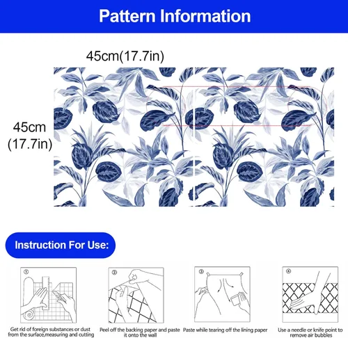 Miniatura 6 de BaoHArtHome Papel tapiz floral azul para despegar y pegar, extraíble, papel de contacto de flores vintage, autoadhesivo, impermeable, apto