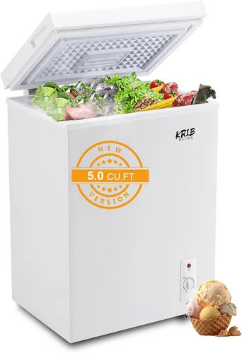 Miniatura 10 de Chest Freezer 7.0 cu.ft Mini Adjustable 7 Thermostat Compact Deep Freezer Top Door Low Noise with Removable Basket Black Negro