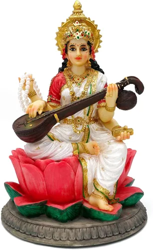 alikiki Estatua de la diosa hindú Saraswati – Escultura de Saraswati de 8.6 pulgadas de alto, artículo de Murti para hombre indio, mujer, amigos,