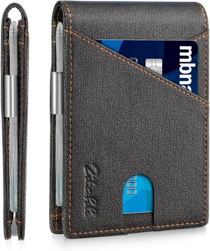 Miniatura 63 de Zitahli - Billeteras delgadas RFID para hombres, billetera de cuero flexible con clip de dinero, cartera minimalista con bolsillo frontal